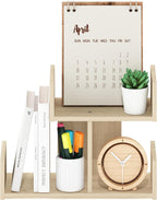 HERMITE Desk File Folder Organizers, 3-Shelf Desktop Office Organization Racks, Desk Top Display Book Shelf, for Paper, Office Supplies, Magazine, Bauhaus Oak