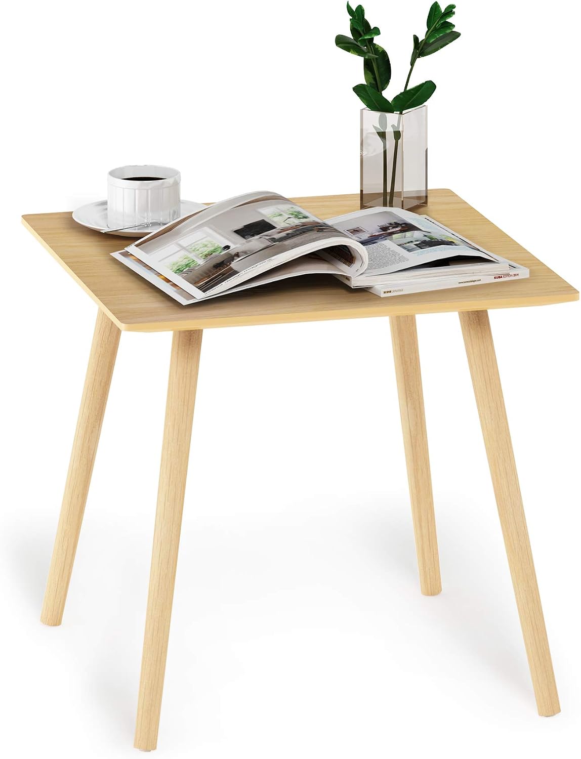 Classic Homey Square Parsons Side End Table, Set of 2, White