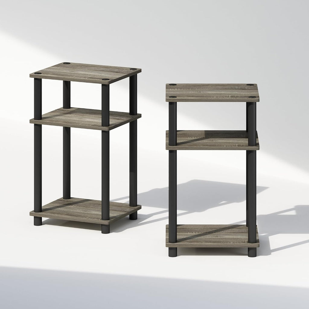 JUST Set of 2 Toolless 3-Tier Night Stand, French Oak
