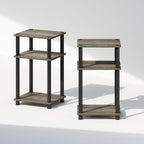 JUST Set of 2 Toolless 3-Tier Night Stand, French Oak
