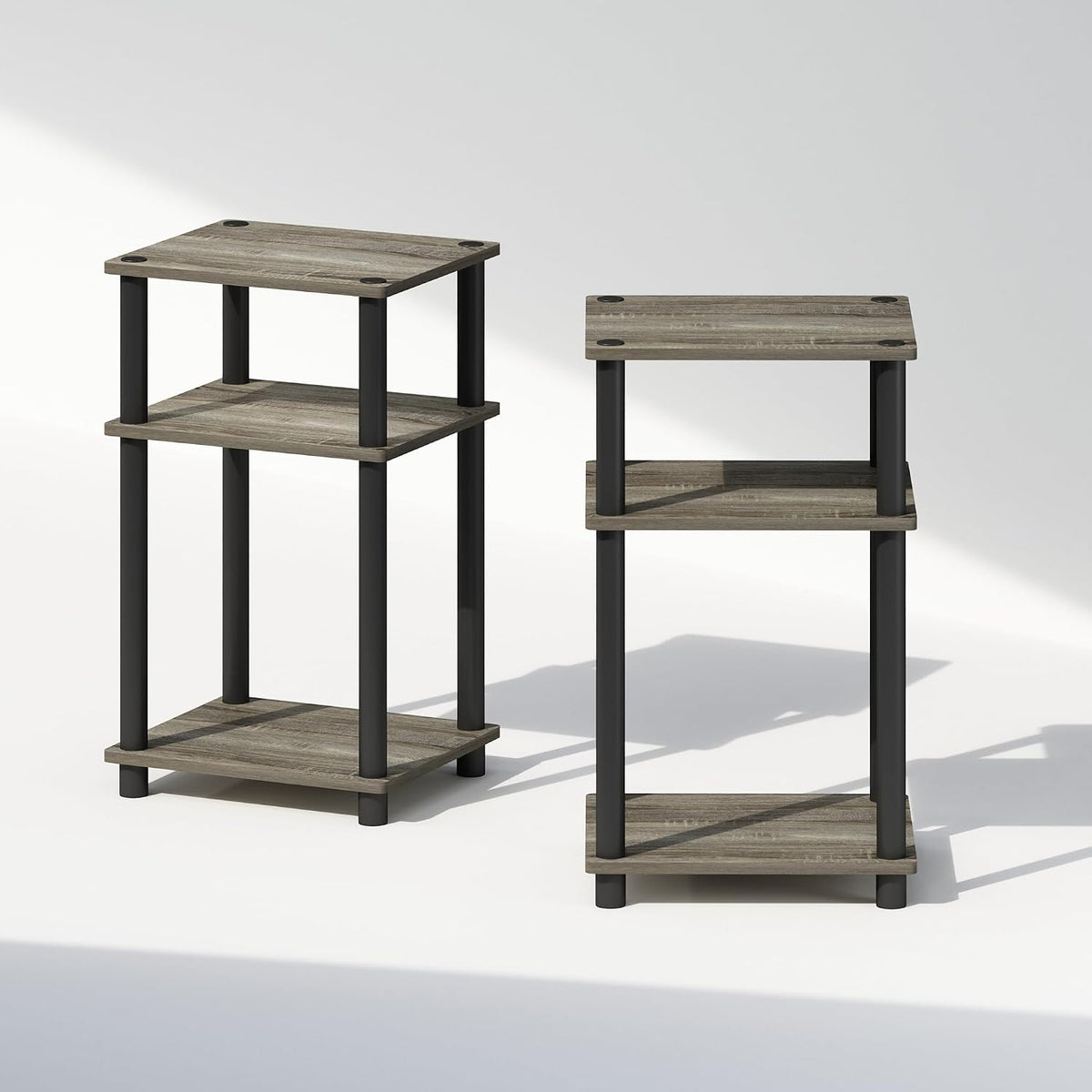 JUST Set of 2 Toolless 3-Tier Night Stand, French Oak