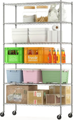 Wayar Metal Storage Shelf Rack, 6 Tiers, 48-Inch Taller, Stainless Steel