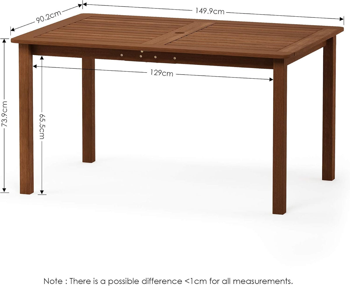 Outdoor Dining Table, Natural 35.5"D x 59.0"W x 29.0"H