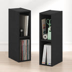 Fulda Book Shelf Set of 2, 2-Tier Narrow Bookshelf, 6" W, Blackwood