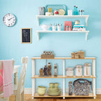 TURN-N-TUBE Storage Shelves, 3-Tier 47.4 Wide Book Shelf, Corner Shelf, Toolless Open Shelves, for Organization and Storage, Living Room, Garage, Home Office, Beech