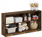 DALY Book Shelf, 5-Cube Bookshelf, Horizontal Cube Storage Organizer Bookcase, 10.9 x 47.2 x 23.6, for Living Room, Bedroom, Home Office, Amber Pine