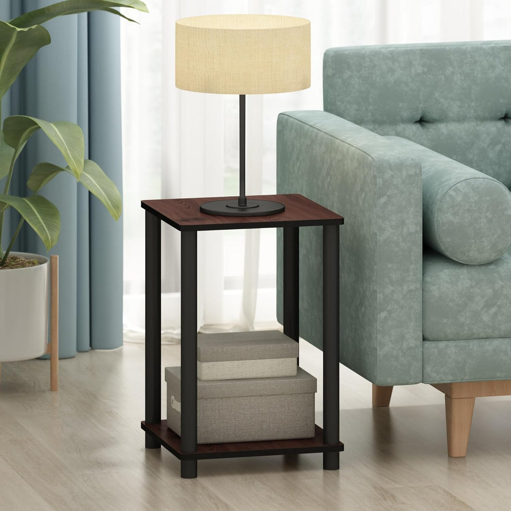 Turn-N-Tube Toolless 2-Tier Side Table Set of 2, Cherry Oak