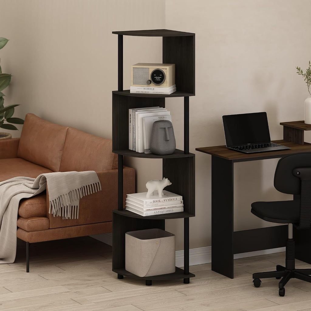 ECON Corner Shelf, 8-Tier Corner Book Shelf, Storage Shelves, Display Rack, Bookshelf, for Organization and Storage, Living Room, Home Office, Espresso