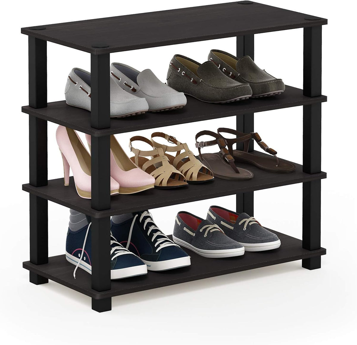 Turn-S-Tube Toolless 4-Tier Shoe Rack, Shoe Organizer, Espresso