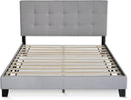 Laval Bed Frame, Upholstered Bedframe, Queen, Light Grey