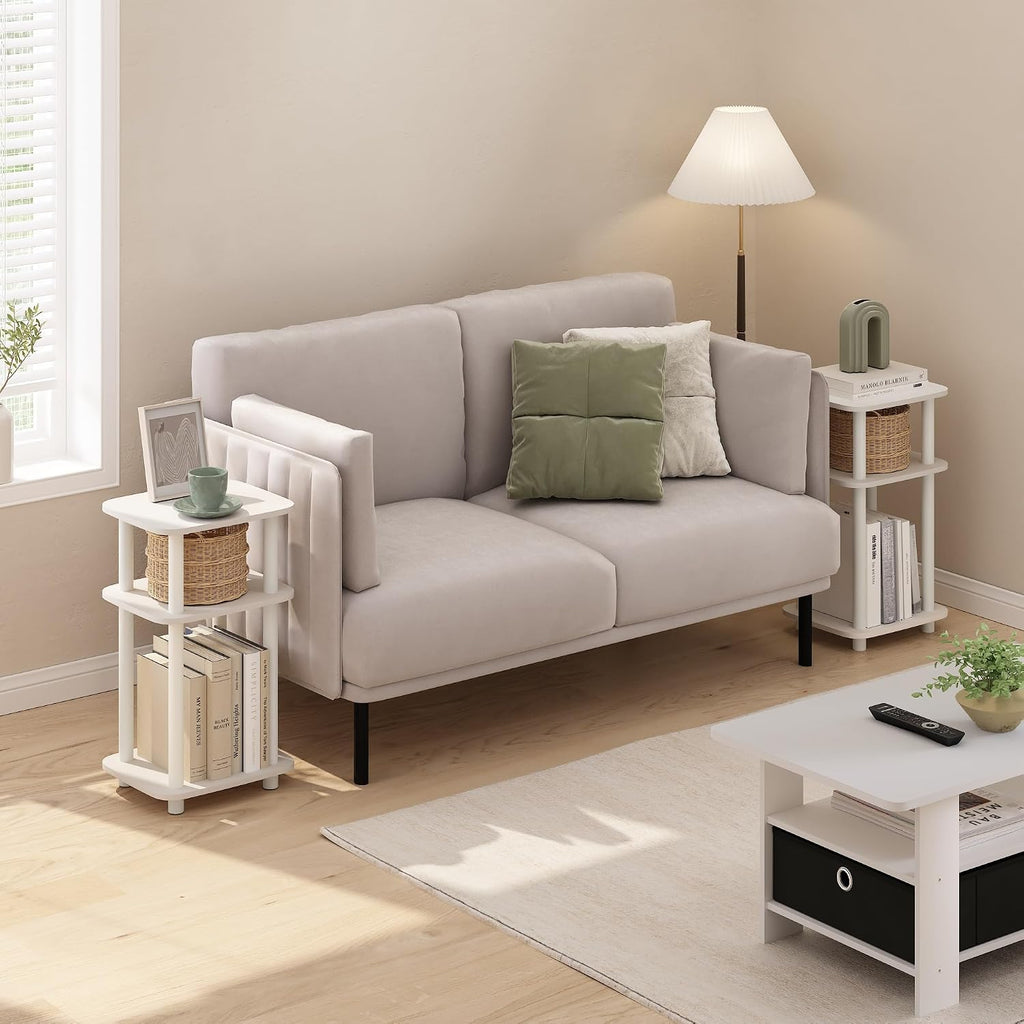 Turn-N-Tube Toolless 3-Tier Side Table Set of 2, Plain White