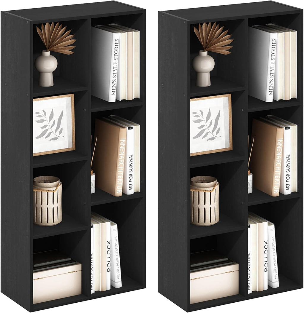 LUDER Set of 2 Book Shelf, 7-Cube, Blackwood