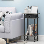 Turn-N-Tube Set of 2 Toolless 3-Tier Side Table, French Oak