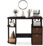 JAYA Desk, 38.4" Wide Gaming Desk with Bin Drawers, Computer Desk with Side Shelf, Office Desk for Study, Home Office, Bedroom, Dorm, Study Room, Espresso