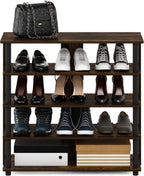 Turn-N-Tube 5 Tier Wide Shoe Rack, Amber Pine/Black