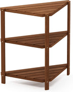 Outdoor 3-Tier Corner Plant Stand, Natural