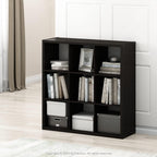 CUBICLE 9-Cube Book Shelf, Extra Thick Frame Bookshelf, Dark Oak