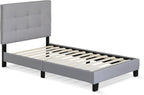 Laval Button Tufted Upholstered Platform Bed Frame, Twin, Glacier