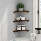Rossi Floating Shelves for Wall Set of 3, Wall Shelf, Wall Mounted Shelves for Bathroom, Home Office, Living Room, Black Espresso