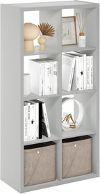 Cubicle Open Back Decorative Cube Storage Organizer, 8-Cube, Light Grey