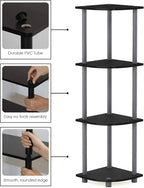 Turn-N-Tube Corner Shelf, 4-Tier Corner Bookshelf, Display Storage Shelves with Open Shelves, for Organization and Storage, Living Room, Home Office, Garage, Black