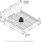 Lucy Bed Frame, King Size Bedframe with Geometric Design Upholstered Headboard, Bed with Adjustable Headboard, No Box Spring Needed, 12pcs Wooden Slat Support, for Bedroom, Dorm, Glacier