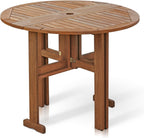 TIOMAN Outdoor Gateleg Round Patio Table, Natural