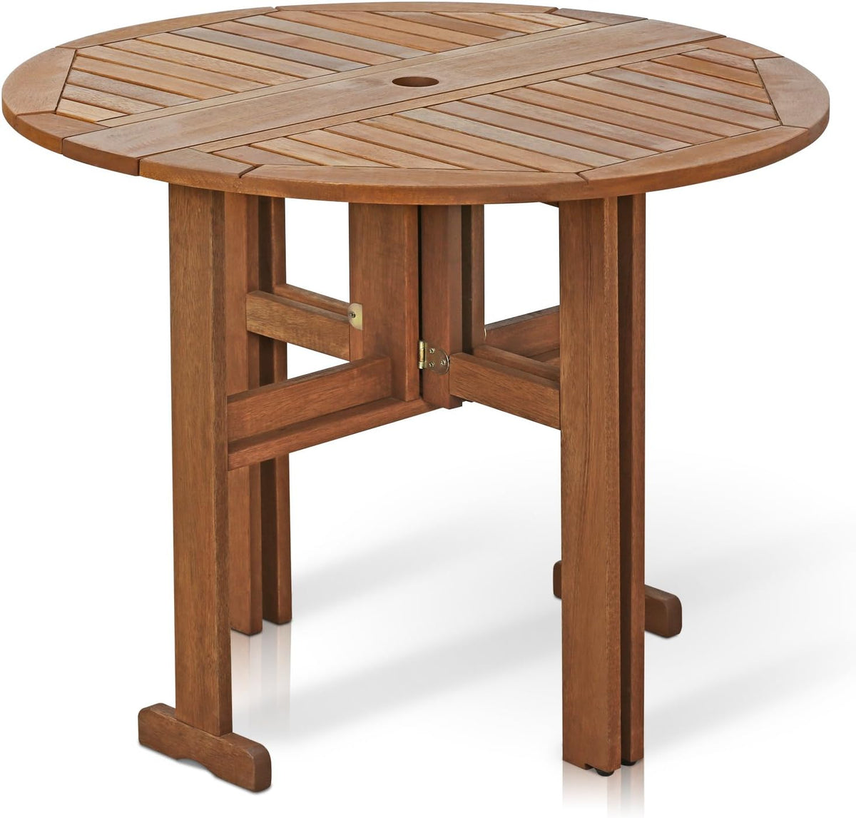 TIOMAN Outdoor Gateleg Round Patio Table, Natural