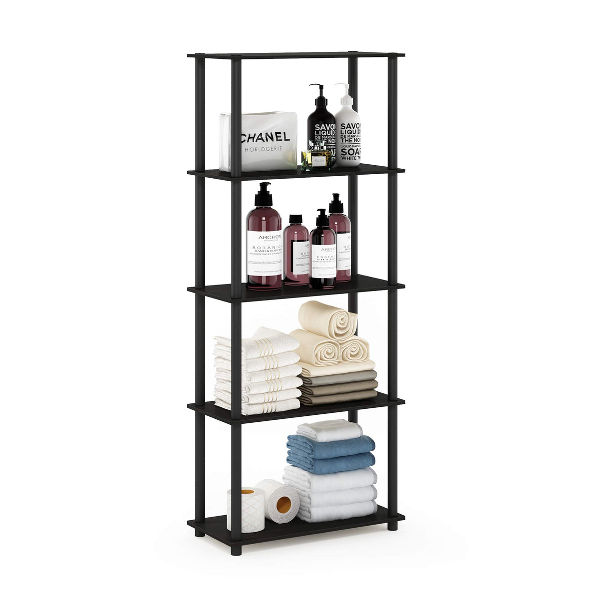 99152BE/WH/IV 3-Tier Go Green Multipurpose Storage Rack Shelving Unit Bookshelf Cabinet with 2 Bins, Beech Finish