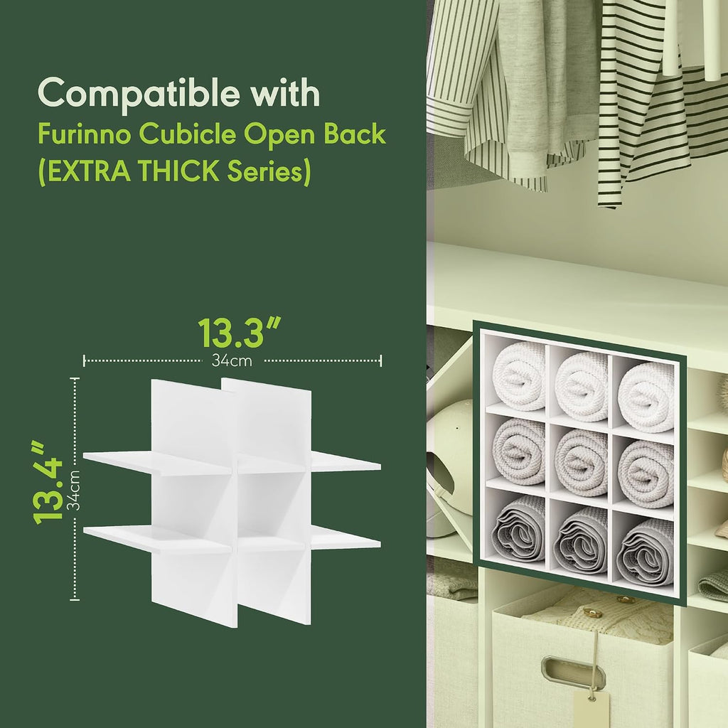 Cubicle Cube Insert, 9-Compartment Cube Organizer, Fits into Extra Thick Cubes, for Organizers and Storage, White (Does not fit IKEA Kallax Shelving)
