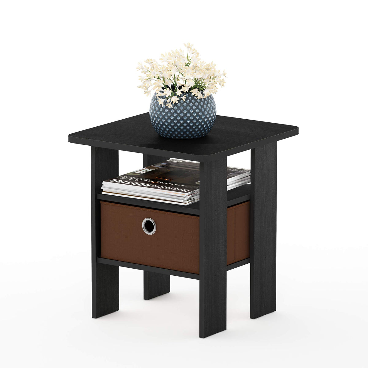 ANDREY Square Side Table, End Table, Night Stand, Amber Pine