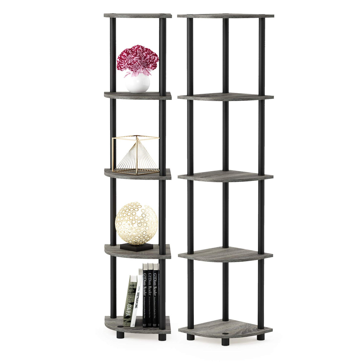 99152BE/WH/IV 3-Tier Go Green Multipurpose Storage Rack Shelving Unit Bookshelf Cabinet with 2 Bins, Beech Finish