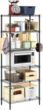 Wayar Metal Storage Shelf Rack, 6-Tier, 23 x 13 x 59, Black
