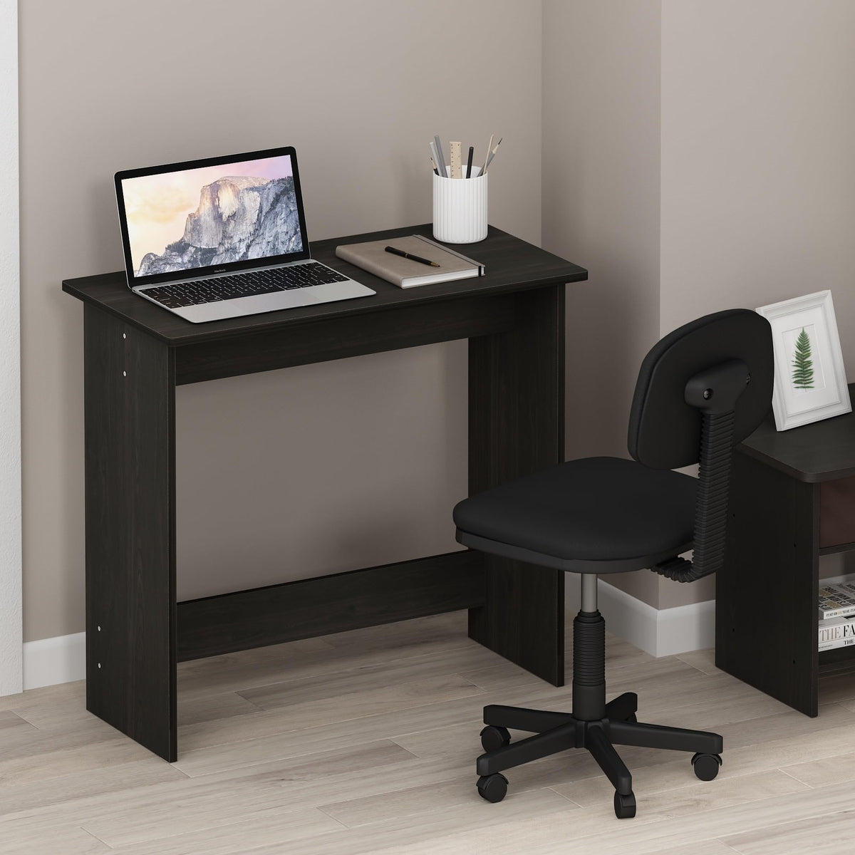 Simplistic 31-Inch Computer Desk, Small Office Desk, Black Espresso