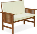 FG17319 Tioman Outdoor Hardwood Patio Furniture Mediterranean Bench with Cushion, 1, Natural