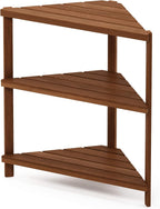 Outdoor 3-Tier Corner Plant Stand, Natural