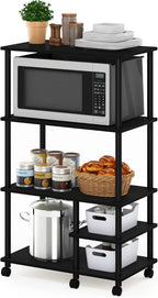 Turn-N-Tube 4-Tier Toolless Kitchen Storage Shelf Cart, Americano/Black