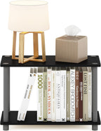 Turn-N-Tube Side Table Set of 2, 2-Tier Modern Rectangle End Table with Open Shelf, Night Stand, Bedside Table, Toolless Assembly, for Living Room, Bedroom, Black