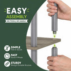 TURN-N-TUBE Storage Shelves, 2-Tier Ladder Shape Book Shelf with Open Frame Design, 3-Cube Corner Shelf, Toolless Open Shelves, Living Room, Garage, Home Office, Grey