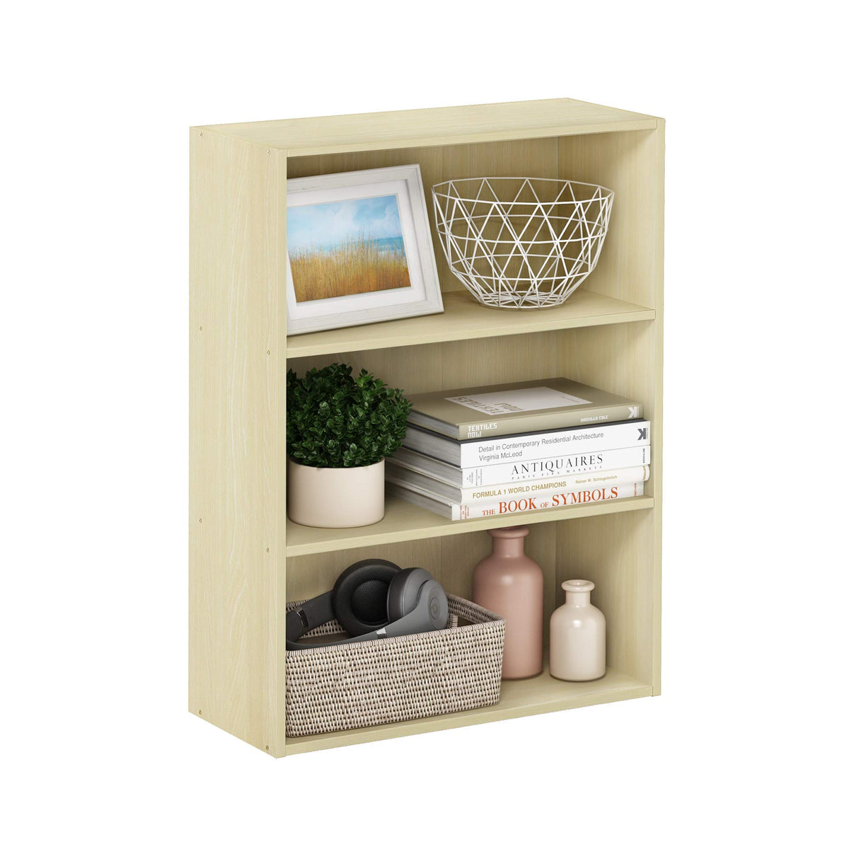 4-Tier Book Shelf, Open Shelves Bookshelf, Light Blue/White