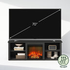 Jensen Fireplace TV Stand, NO Heat Decorative Electric Fireplace TV Stand for TV up to 70 Inch, with Closed Back Storage, for Living Room, Americano