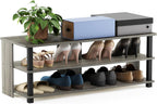 Turn-N-Tube Shoe Rack, 3-Tier Shoe Organizer, Compact Shoe Storage with Open Shelves, 15.5 x 41.1 x 15.8, Easy Assembly, for Closet Entryway, Office, Garage, French Oak/Black