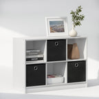 Cubic Closet Organizers and Storage, 6-Cube Closet Organizer with Bins, Open Shelf Storage, for Wardrobe, Bedroom, Living Room, White
