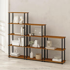 Turn-N-Tube Book Shelf, 4-Tier Bookshelf, Bookcase with Multipurpose Compact Display Rack, 11.6 x 23.6 x 43.2, for Living Room, Bedroom, Home Office, Light Cherry/Black
