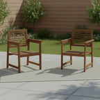 TIOMAN Patio Chair, Set of Two, Outdoor Lawn Chair, Armchair Without Cushion, for Patio, Garden, Porch, Light Wood