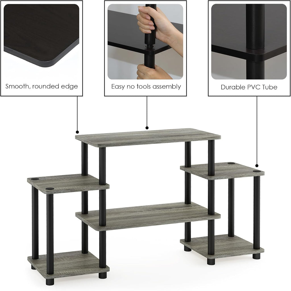Turn-N-Tube No Tools Entertainment Center, Round Square Corner, French Oak Grey/Black