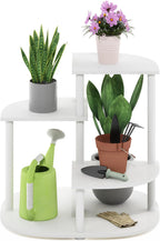 Celuka 3-Tier Indoor Outdoor Plant Stand Plant Shelf Corner Display Rack for Multiple Plants, White/Virgin White
