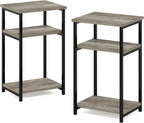 JUST 3-Tier Metal Frame Telephone Table, Set of 2, French Oak