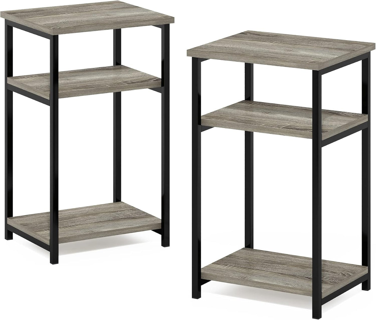 JUST 3-Tier Metal Frame Telephone Table, Set of 2, French Oak