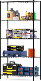 Wayar Metal Storage Shelf Rack, 5 Tiers, 36-Inch, Black